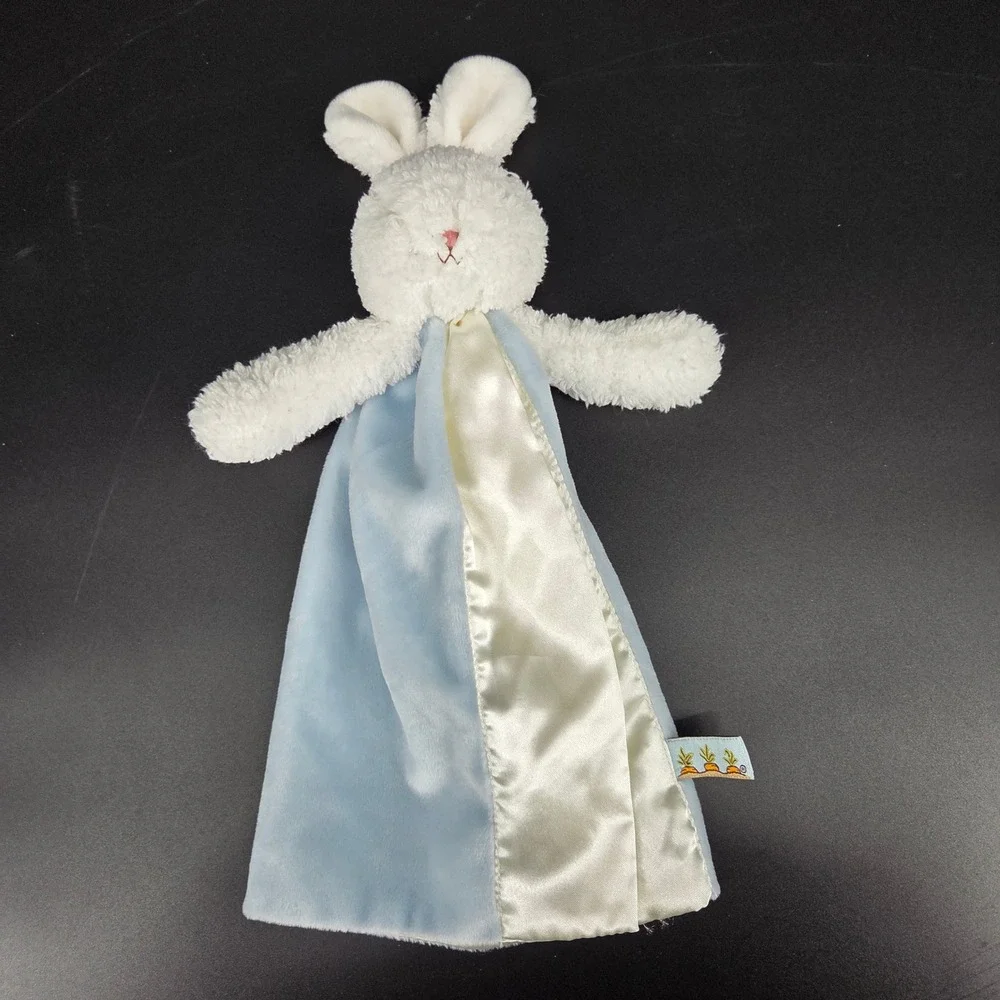 Bunnies By The Bay Blue White Bunny Rabbit Buddy Blanket Security Lovey Plush